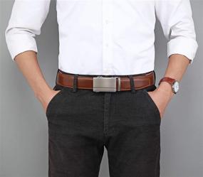 img 2 attached to Stylish Ratchet Leather Belt: 35Cm Wide, 800 LIGHT BROWN, Men's Accessories and Belts - Perfect Fit for Any Outfit!