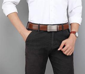 img 3 attached to Stylish Ratchet Leather Belt: 35Cm Wide, 800 LIGHT BROWN, Men's Accessories and Belts - Perfect Fit for Any Outfit!
