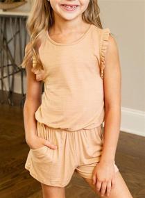 img 3 attached to 👗 Stylish Sidefeel Romper Ruffle Jumpsuit with Convenient Pockets for Girls' Clothing
