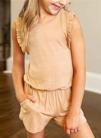 img 2 attached to 👗 Stylish Sidefeel Romper Ruffle Jumpsuit with Convenient Pockets for Girls' Clothing