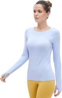 mathcat women's long sleeve workout shirts: seamless yoga tops for sports and running - breathable, slim fit, and athletic logo