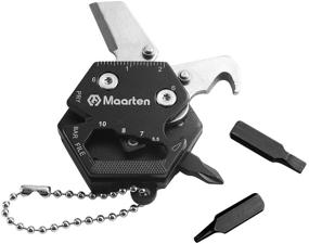 img 4 attached to 🔪 Maarten Multitool Folding Mini EDC Knife: Coin-Shape Pocket Knife with Keychain Hanging Chain, Wire Rope Cutter, Ruler, Allen Wrench, Screwdriver & More for Outdoors