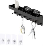 🗝️ multi-functional key and mail organizer: wall mount key holder with shelf and 6 stainless steel hooks in black logo