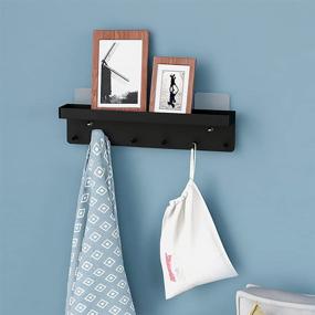 img 3 attached to 🗝️ Multi-functional Key and Mail Organizer: Wall Mount Key Holder with Shelf and 6 Stainless Steel Hooks in Black