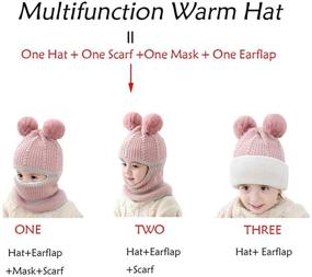 img 1 attached to 🐻 Kacota Winter Knitted Bear Earflap - Pink Boy's Accessories