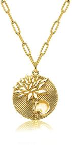 img 4 attached to 🌼 RINHOO Birth Flower Necklace: Engraved 18k Gold Plated Pendant for Women - Perfect Birth Month Disc Charm Jewelry