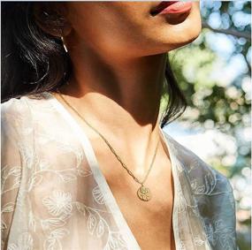 img 3 attached to 🌼 RINHOO Birth Flower Necklace: Engraved 18k Gold Plated Pendant for Women - Perfect Birth Month Disc Charm Jewelry