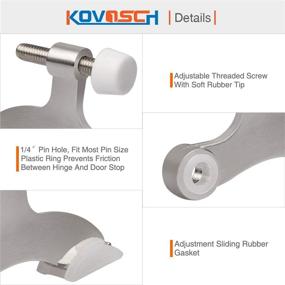 img 1 attached to 🚪 KOVOSCH 6 Pack Hinge Pin Door Stopper Brushed Satin Nickel - Adjustable Heavy Duty Hinge Pin Door Stops for Ultimate Door Protection