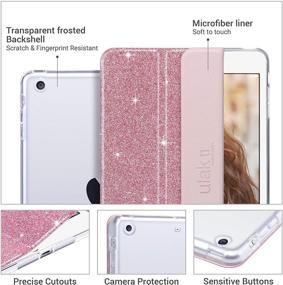 img 3 attached to 🌟 ULAK Bling Sparkly Trifold Stand Smart Cover for Apple iPad Mini 3/2/1 – Clear Back Lightweight Case with Auto Sleep/Wake Function and Glitter Pink Design