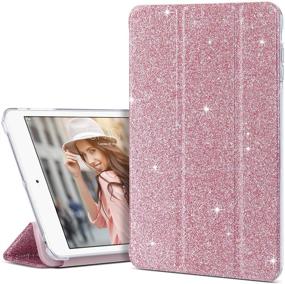 img 4 attached to 🌟 ULAK Bling Sparkly Trifold Stand Smart Cover for Apple iPad Mini 3/2/1 – Clear Back Lightweight Case with Auto Sleep/Wake Function and Glitter Pink Design