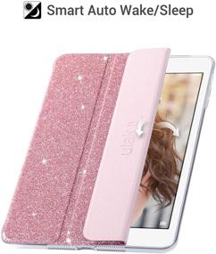 img 1 attached to 🌟 ULAK Bling Sparkly Trifold Stand Smart Cover for Apple iPad Mini 3/2/1 – Clear Back Lightweight Case with Auto Sleep/Wake Function and Glitter Pink Design