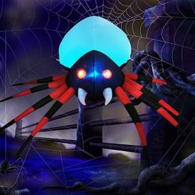 img 4 attached to Spooky Halloween Yard Decoration: GOOSH 4 FT Inflatable Red Legged Spider with Magic Light and LED Lights - Perfect for Holiday, Party, Yard, and Garden!