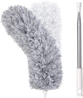 🪒 gray feather duster - extendable microfiber duster with long extension pole, scratch-resistant cover, washable - ideal for cleaning high ceiling fans, blinds, cobweb logo