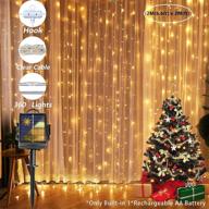 🌈 waterproof solar curtain lights string - 6.56ft x 6.56ft 200 led fence icicle lights with 8 modes - perfect for outdoor indoor garden backyard decor (warm white) logo