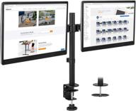 🖥️ dual monitor mount stand with height adjustable arms - mount-it! interchangeable c-clamp and grommet base - fits 19 to 32 inch computer screens - vesa 75 100 логотип