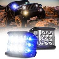 💡 pseqt dual side shooter led offroad strobe light pods: powerful emergency warning & work lights - perfect for wrangler, truck, trailer, boat, car, suv, atv, rv (2pcs white & blue) logo