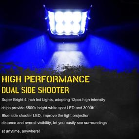 img 2 attached to 💡 PSEQT Dual Side Shooter LED Offroad Strobe Light Pods: Powerful Emergency Warning & Work Lights - Perfect for Wrangler, Truck, Trailer, Boat, Car, SUV, ATV, RV (2PCS White & Blue)