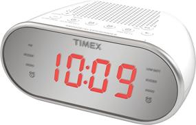 img 3 attached to ⏰ Timex T2312W: Двойной будильник-радиоприемник с цифровой настройкой, красным ЖК-дисплеем и линейным разъемом - белый