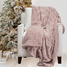 img 4 attached to 🛋️ The Connecticut Home Co. Soft Fluffy Warm Faux Fur and Sherpa Throw Blanket, Luxury Thick Fuzzy Blankets for Home and Bedroom Décor, Washable Accent Throws for Sofa Beds Couch, 65x50, Dusty Rose