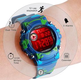 img 1 attached to Stay on Schedule with AZLAND 3 Alarms Kids Sports Wristwatch - Waterproof Digital Watches for Boys and Girls