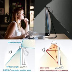 img 3 attached to 💡 OOWOLF Monitor Light Bar for Computer Desk/Office/Home - e-Reading LED Task Lamp with Blue-Ray Filter, No Glare, High CRI ≥95, Dual Light, 3-Color Mode, Memory Dimming - Eye Care Screen Light