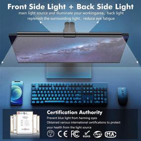 img 2 attached to 💡 OOWOLF Monitor Light Bar for Computer Desk/Office/Home - e-Reading LED Task Lamp with Blue-Ray Filter, No Glare, High CRI ≥95, Dual Light, 3-Color Mode, Memory Dimming - Eye Care Screen Light