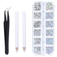 1500 pieces of elcoho crystals ab nail art rhinestones and clear crystal rhinestones set with pick up tweezer and rhinestone picker dotting pen logo