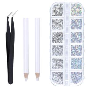 img 4 attached to 1500 Pieces of Elcoho Crystals AB Nail Art Rhinestones and Clear Crystal Rhinestones Set with Pick Up Tweezer and Rhinestone Picker Dotting Pen