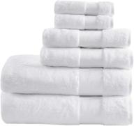 🛁 ultimate luxury hotel bathroom towel set: madison park signature 100% turkish cotton 623gsm premium absorbent spa-quality shower hand face washcloths, assorted sizes, white 6 piece logo