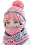 🧣 women's 3-in-1 winter knit beanie hat, scarf, and mask set - warm, thick, slouchy snow cap with infinity scarves logo