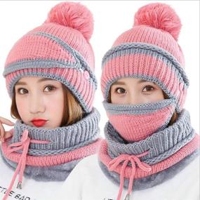 img 3 attached to 🧣 Women's 3-in-1 Winter Knit Beanie Hat, Scarf, and Mask Set - Warm, Thick, Slouchy Snow Cap with Infinity Scarves