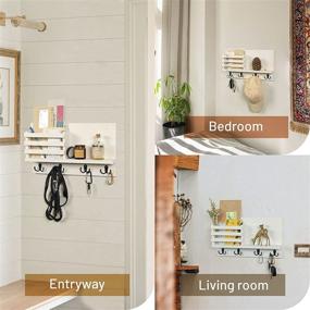 img 3 attached to 🔑 White Key and Mail Holder for Wall by Labcosi - Modern Entryway Organizer with 4 Key Hook for Entryway, Hallway, Office, Kitchen