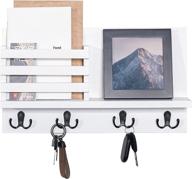 🔑 white key and mail holder for wall by labcosi - modern entryway organizer with 4 key hook for entryway, hallway, office, kitchen логотип