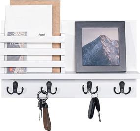 img 4 attached to 🔑 White Key and Mail Holder for Wall by Labcosi - Modern Entryway Organizer with 4 Key Hook for Entryway, Hallway, Office, Kitchen