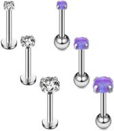 💎 ruifan 18g 16g opal and clear cz stainless steel tragus earrings for women, helix studs, body jewelry piercing set 2-4mm, 6-8 pcs logo