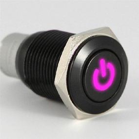 img 1 attached to ESUPPORT 16mm 12V 3A Car Purple LED Light Power Metal Push 🚗 Button Toggle Switch Socket Plug Latching Black Shell: Illuminating Control for Automotive Applications