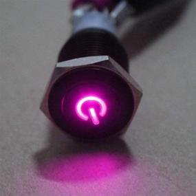 img 2 attached to ESUPPORT 16mm 12V 3A Car Purple LED Light Power Metal Push 🚗 Button Toggle Switch Socket Plug Latching Black Shell: Illuminating Control for Automotive Applications
