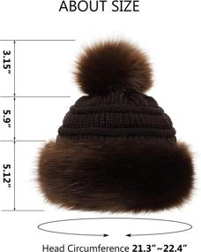 img 1 attached to 🎩 Soul Young Women's Faux Fur Hat: Black Russian Cossack Knit Pompom Ski Snow Cap for Winter White - Stylish & Warm