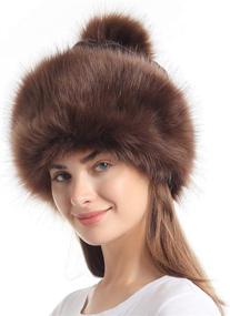 img 3 attached to 🎩 Soul Young Women's Faux Fur Hat: Black Russian Cossack Knit Pompom Ski Snow Cap for Winter White - Stylish & Warm