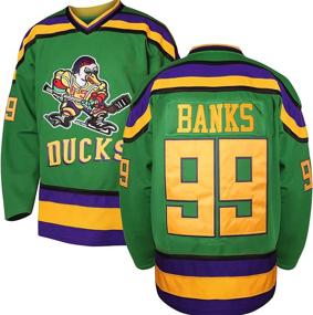 img 4 attached to 🦆 Adam Banks #99 Mighty Ducks Movie Hockey Jersey - White/Green: Relive the Classic on Ice!