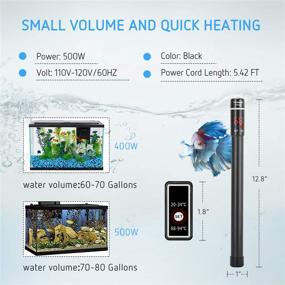 img 2 attached to 🐠 VIVOSUN 500W Titanium Submersible Aquarium Heater - Combination with Thermometer, Intelligent LED Temperature Display, and External Temperature Controller - Ideal for Fish Tank Heaters