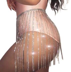 img 1 attached to 💎 Silver Barode Crystal Tassel Body Chains - Rhinestone Belly Dance Skirts - Sexy Bikini Summer Beach Hip Waist Chain Nightclub Jewelry Accessories for Women and Girls