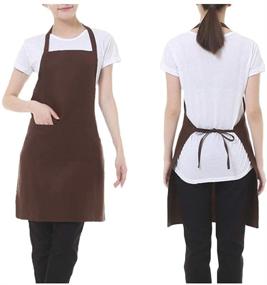 img 1 attached to 👩 Durable and Comfortable 11-Piece Plain Color Bib Apron Set for Adult Women and Men - Ideal for Cooking, Baking, Kitchen, Restaurant, and Crafting with Front Pocket - Washable