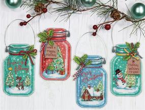 img 1 attached to 🎄 Dimensions Counted Cross Stitch Holiday Mason Jar Ornament Kit - Create Festive Decor with Ease!