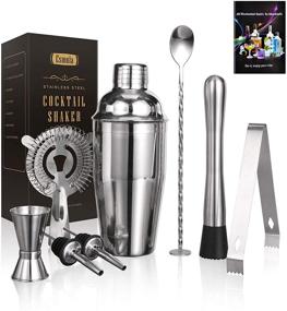 img 4 attached to 🍹 Stainless Steel Bartender Kit - Esmula Cocktail Shaker Set, 8 Piece Professional Martini Mixing Bartending Kit Combination, Stylish Home Bar Tool Set with 18oz Shaker and Cocktail Recipes Booklet