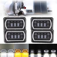 🚚 sktyants фара led off road 4x6 с белым круговым дневным светом и оранжевым указателем поворота - запечатанная замена h4651 h4656 h6545 h4668 для грузовиков chevy kenworth peterbilt (4 шт.) логотип