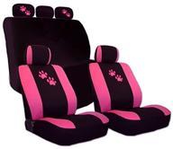 🚗 yupbizauto 2 tone black and pink car seat covers with pink paws logo - stylish rear split seat support for women logo