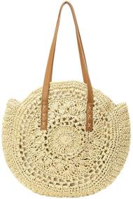 img 4 attached to 👜 Stylish Obosoyo Wicker Pompom Shoulder Handbags & Wallets: Perfect for a Chic Summer Look!