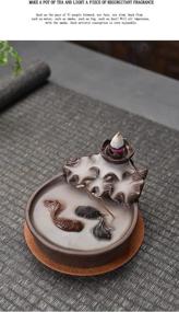 img 2 attached to 🐠 Backflow Incense Burner Ceramic Fish Holder - Purple Clay Smoke Cone & Sticks Holder by Two Fishes Incense