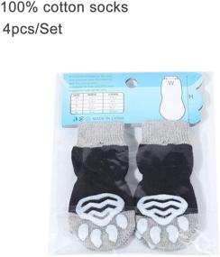 img 1 attached to 🧦 Popular PETSIMTO Set of 4 Anti-Slip Pet Socks – Pure Cotton Dog Socks for Paw Protection with Rubber Grip – Ideal Dog Boots for Hardwood Floors